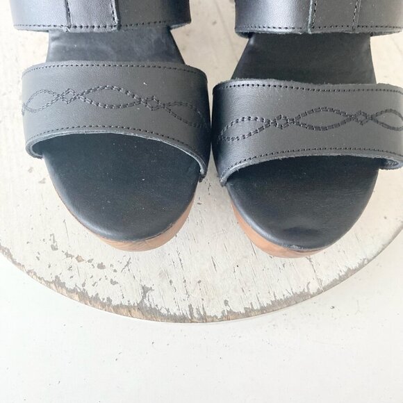 Lane Boots BECCA Womens Black Wedges 8.5 Western Sandals Cowgirl Wooden Heels - Picture 6 of 11